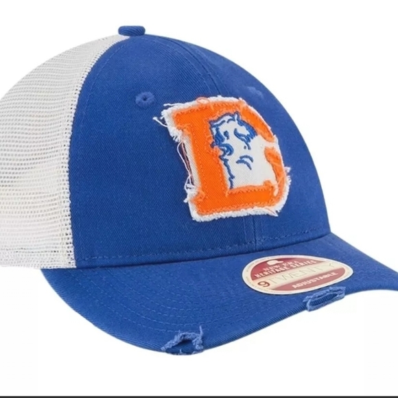 Denver Broncos New Era Frayed Twill 9TWENTY Trucker Adjustable Hat cap - Picture 2 of 5